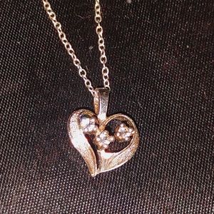 Sterling Silver and 3 diamond pendant with chain